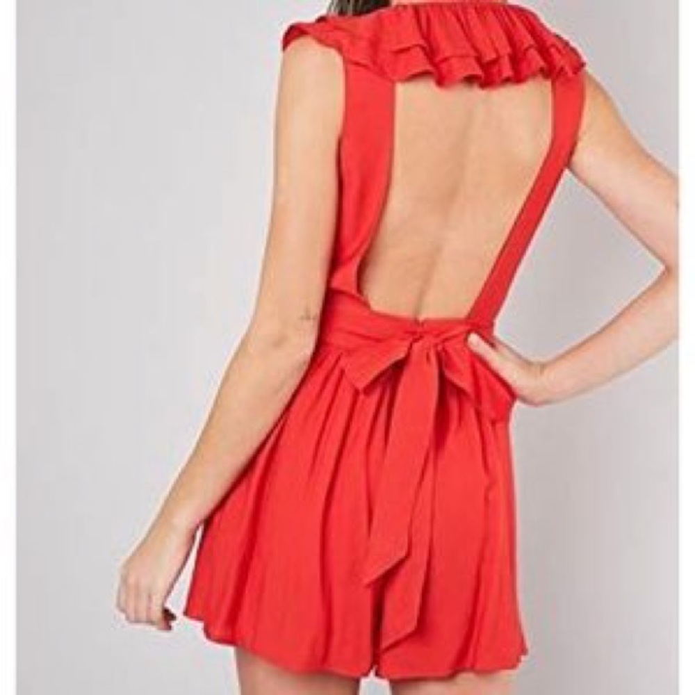DO+BE Red Ruffle Open Back Romper